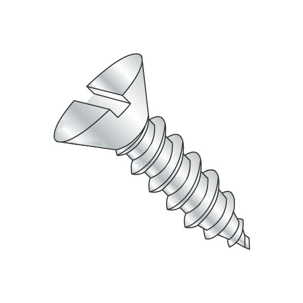 Newport Fasteners Self-Drilling Screw, #6 x 1-1/2 in, Zinc Plated Steel Flat Head Slotted Drive, 3750 PK 750489-3750 - main